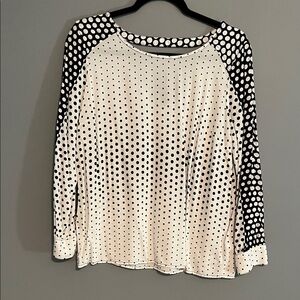 Liverpool Black and White Polka Dot Long Sleeve Top